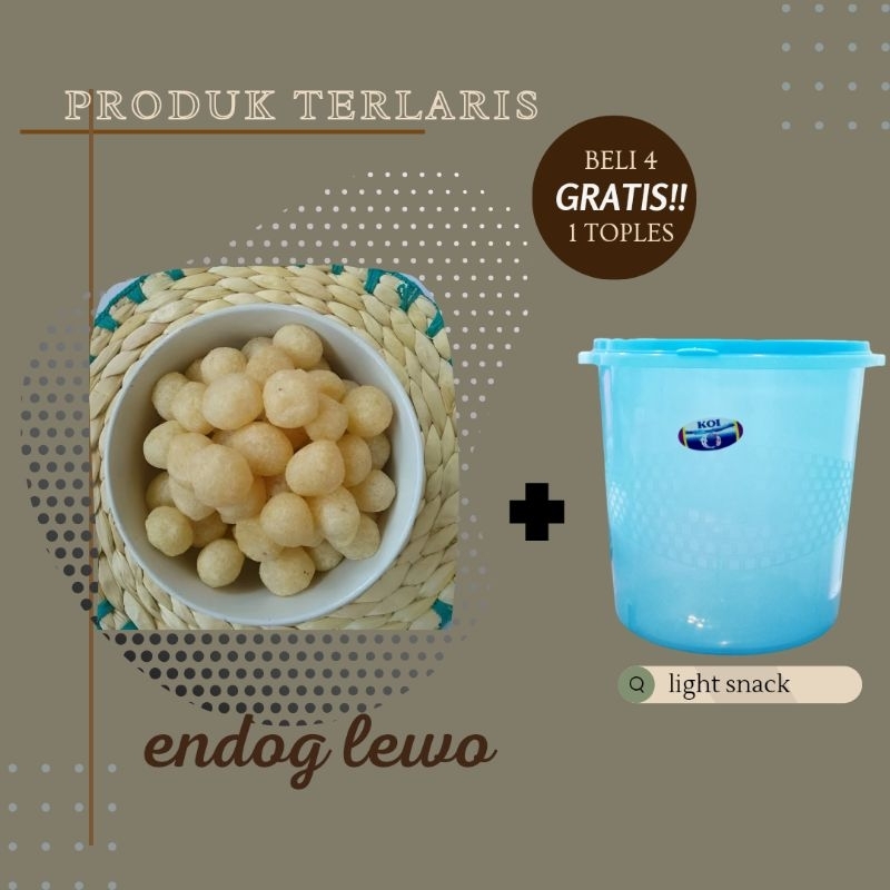 

[BELI 4 GRATIS 1 TOPLES] 500g Cemilan Endog lewo Original Gurih & Renyah Snack Food Singkong