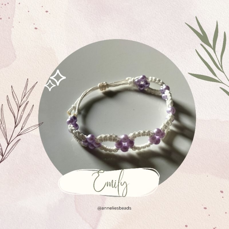 EMILY | gelang tali giok | gelang tali simpul macrame | gelang tali mutiara | gelang tali wanita