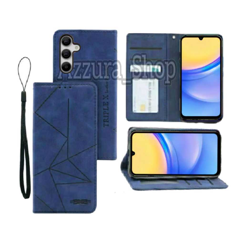 Case Flip Magnet For SAMSUNG GALAXI A15 Flip Cover Leather Premium Casing HP Dompet Motif