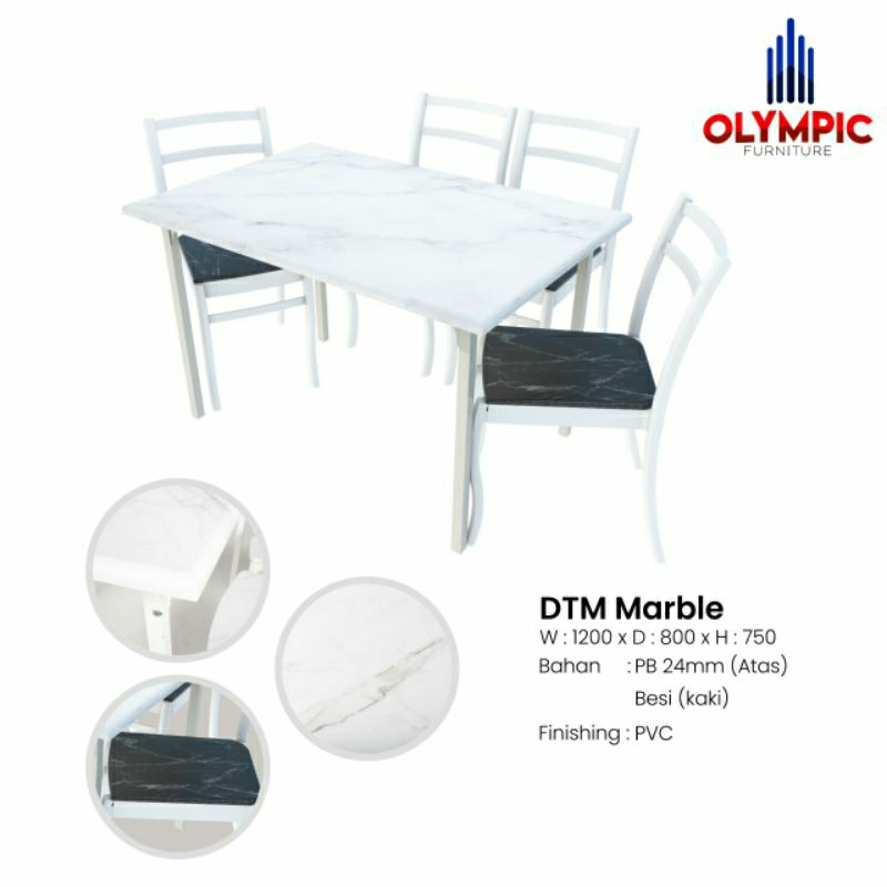 Meja makan Olympic DTM Marble 4K
