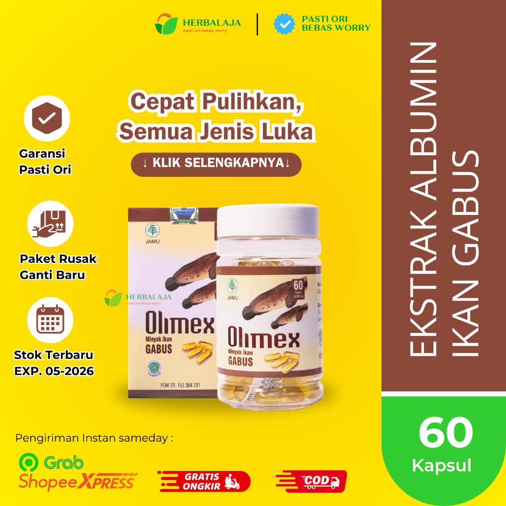 Olimex Minyak Ikan Gabus Original Kapsul Ikan Gabus pil ekstrak albumin ikan gabus kapsul kutuk