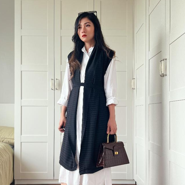 Reina Outer - Outer Wanita Polos Tanpa Lengan - Long Outer Knit Premium Cardigan