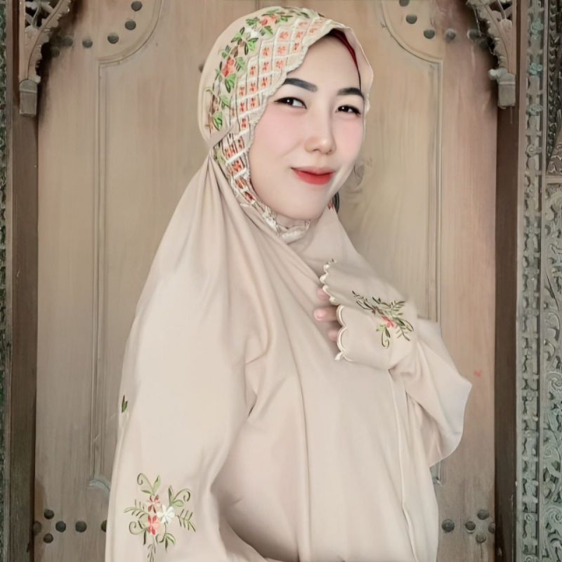 Mukena Terusan Dewasa Bordir Kain Katun Grade A Mukena Lajuran / Lajur