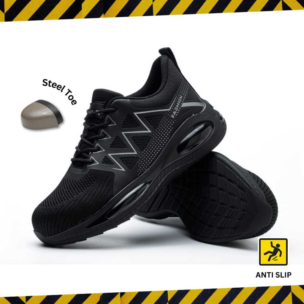 SAFETY SHOES SPORT SNEAKERS PRIA UJUNG BESI HITAM #9231