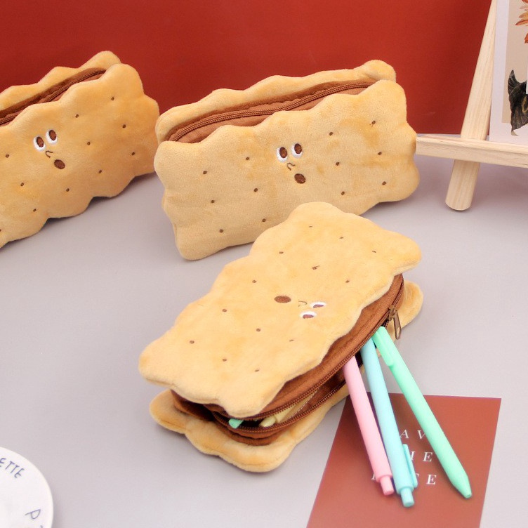 

Biscuit Pen Bag Tempat Pensil Biskuit Lucu Kotak Pensil Cracker Tas Alat Tulis Sandwich a E3B2
