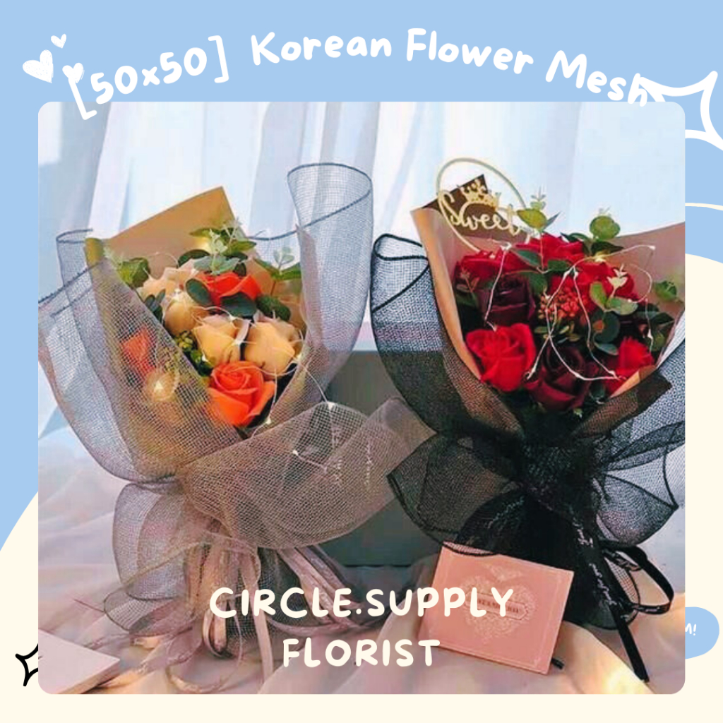 

[50x50 cm] Korean Mesh Polynet Kertas Wrapping Jaring Buket Bunga Flower Wrapping Paper Buket Bunga