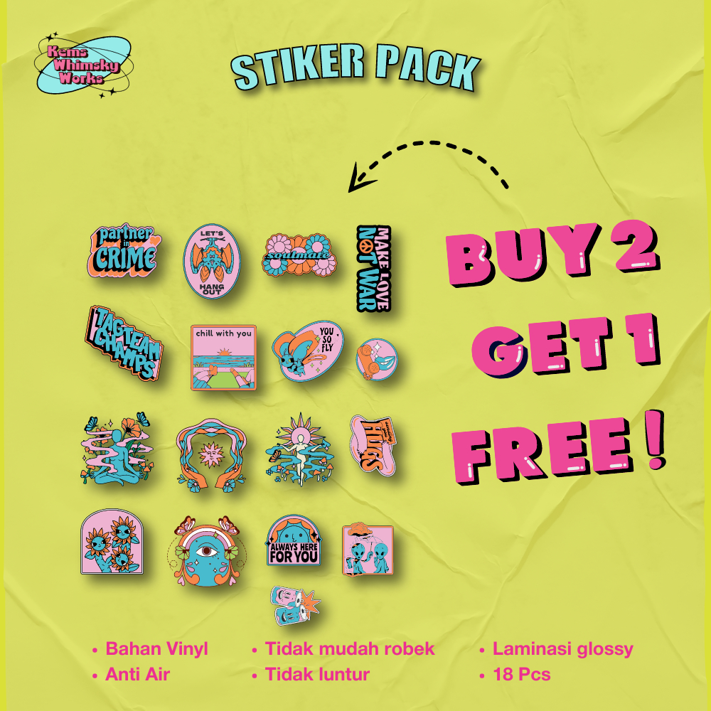 (BUY 2 GET 1) VINYL AESTHETIC LUCU STIKER PACK CASE HANDPHONE TUMBLR LAPTOP DEKORASI