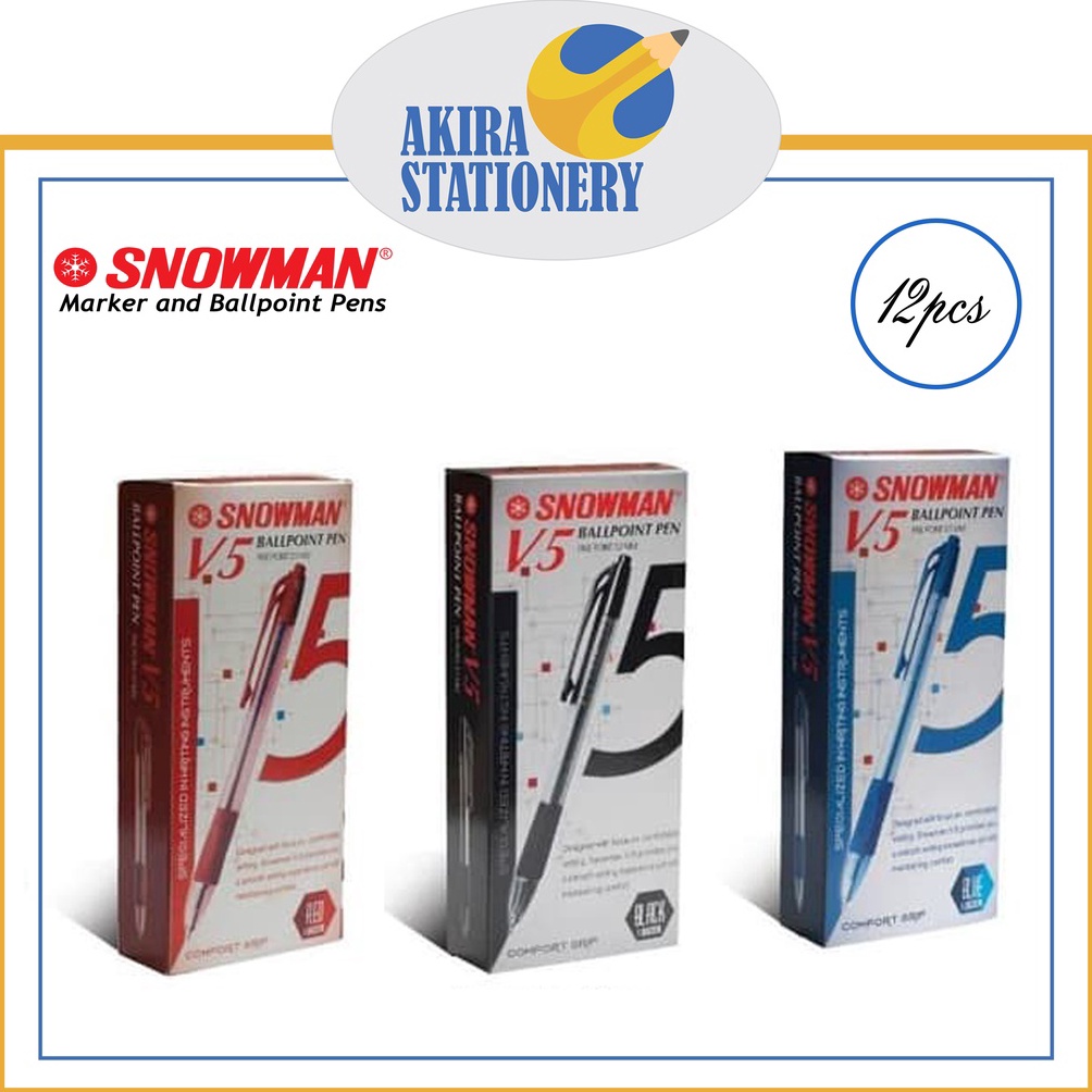 

PULPEN PEN PENA SNOWMAN V5 12 PCS BIRU HITAM n C6N9