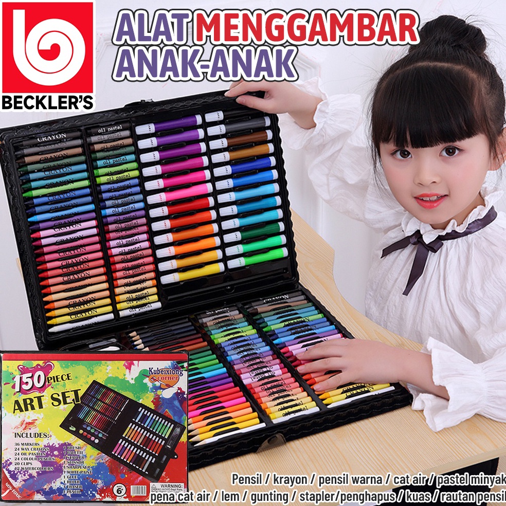 

Becklers Alat Menggambar Crayon Set 15 PCS Colouring set 15pcs Pensil Warna dan Alat Menggambar DIY g U4X9