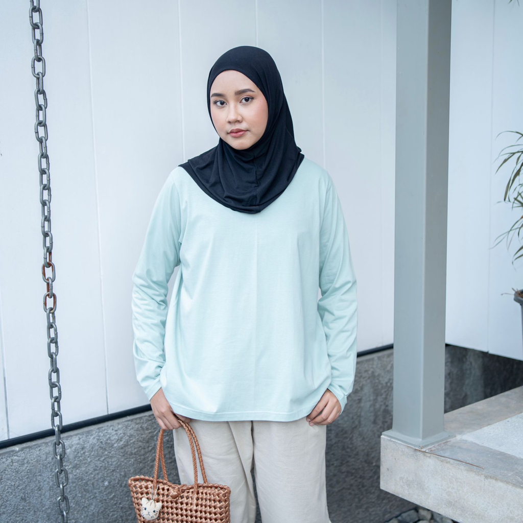 Dailyoutfits Long Sleeve T-shirt Oasis Green Premium Kaos Lengan Panjang Katun