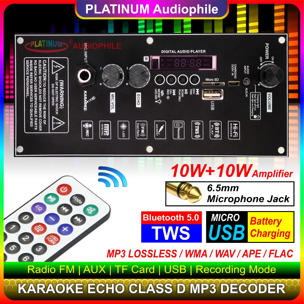 Modul MP3 Decoder Bluetooth Karaoke Amplifier 2x 10W Multimedia Trolley Speaker JQ-509