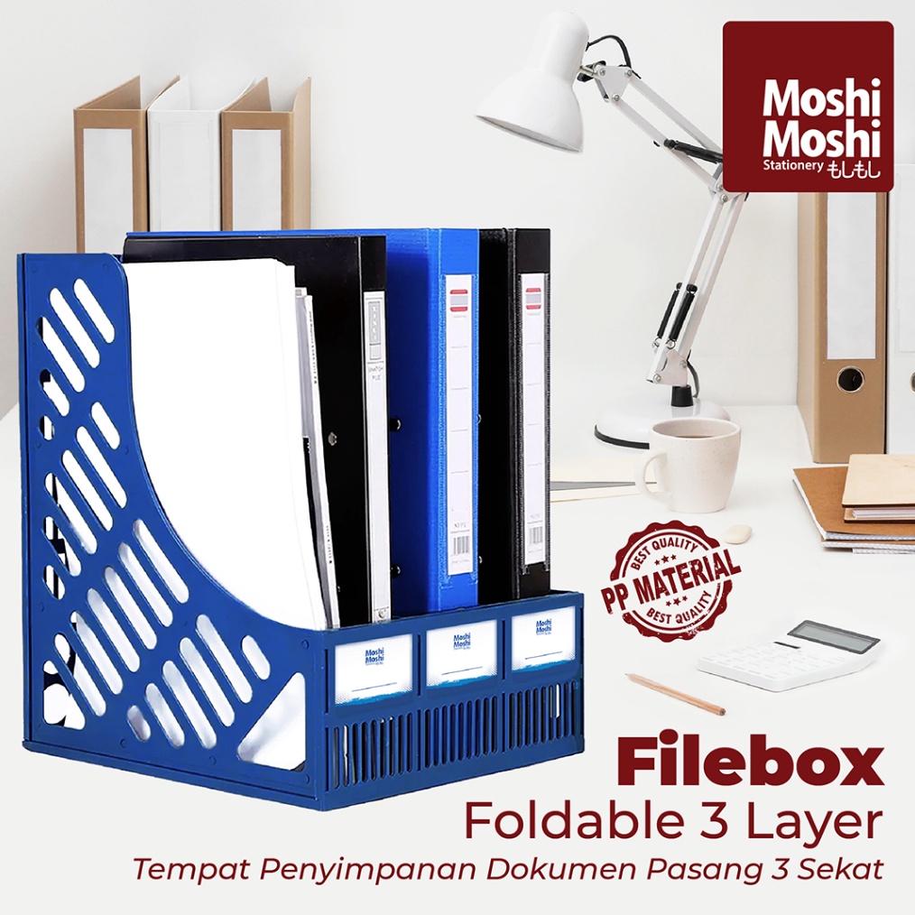 

File Box Foldable 3 Layer Tempat Penyimpanan Dokumen Lipat 3 Sekat x U1X9