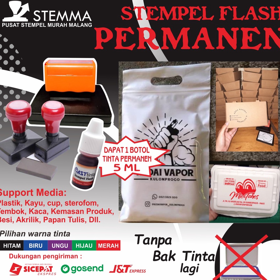 

Stempel Custom Flash Tinta Permanen I stempel warna plastik sterofoam cup gelas w G4A7