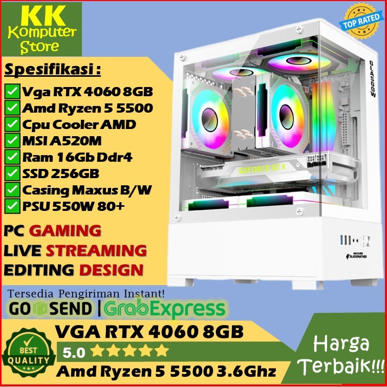 Pc Gaming Live Streaming Rtx 4060 | Ryzen 5 5500 [ Pc Editing Pc Design Pc Live Streaming Rtx 4060 ]