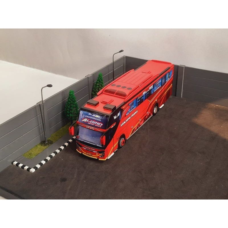 miniatur papercraft bus skala 50 Sanjaya trans albino