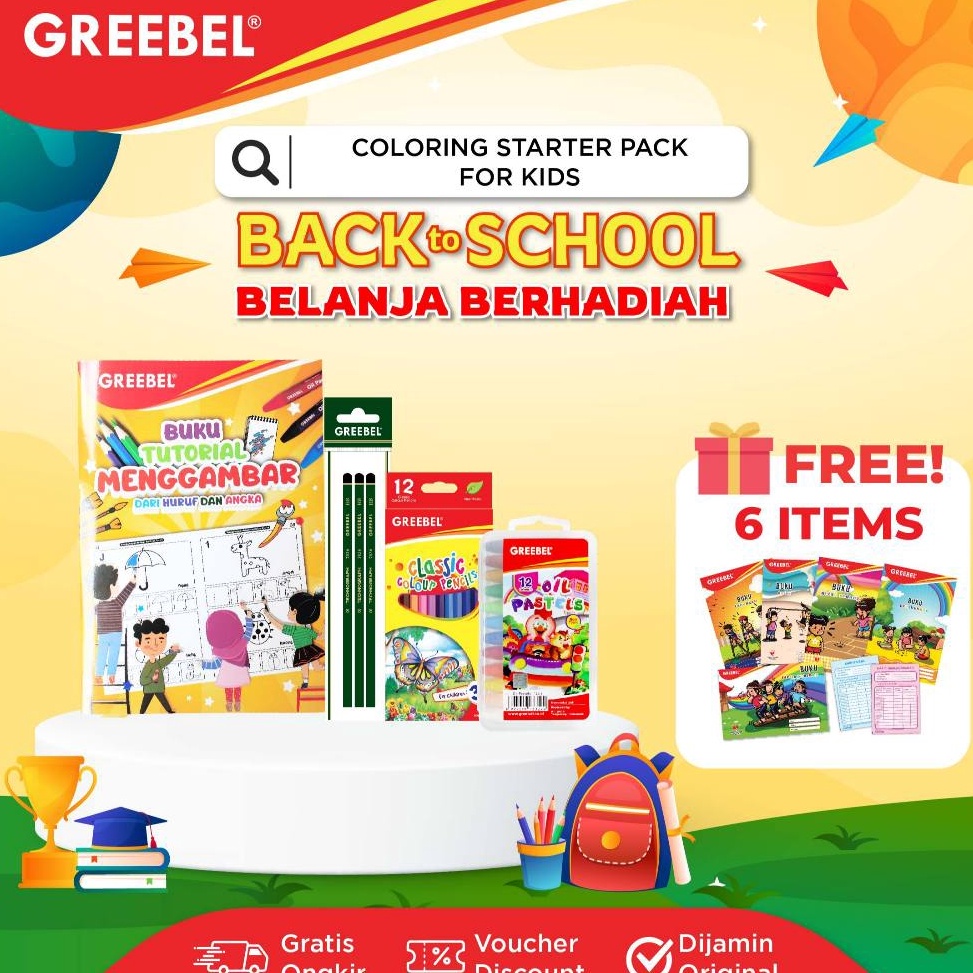 GREEBEL PAKET COLORING STARTER PACK FOR KIDS  Buku Mewarnai Krayon Pensil Warna Pensil  Paket Mewarn