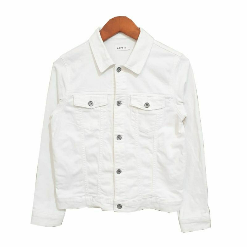 LEPSIM Trucker White Denim Jacket | Jaket Jeans Putih