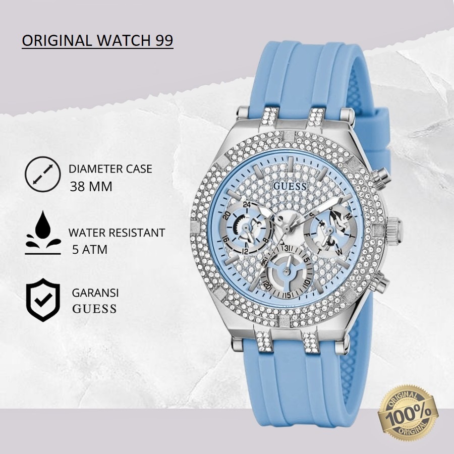 100% ORIGINAL Jam Tangan Wanita Guess GW0407L1 Jam Tangan Original - Stainless Steel & Tali Rubber