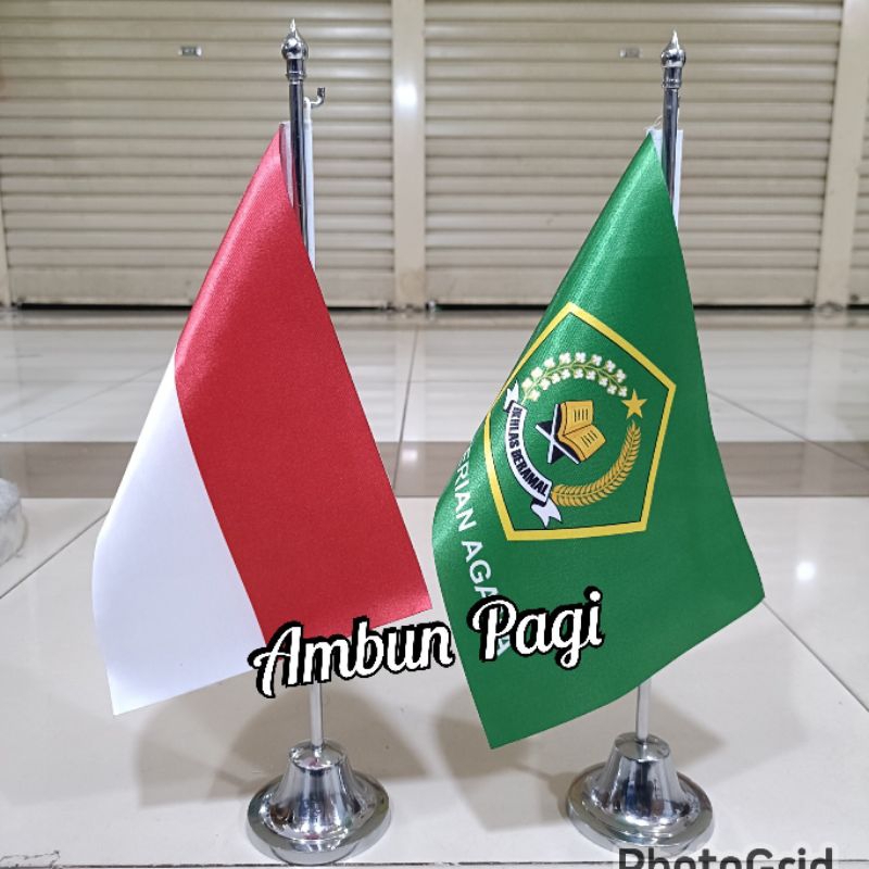 

best seller tiang stenlis meja+bendera KEMENAG+bendera Merah Putih