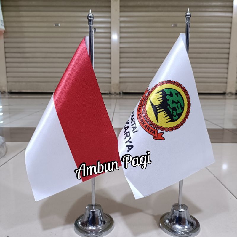 

best seller tiang stenlis meja+bendera partai BERKARYA+bendera Merah Putih