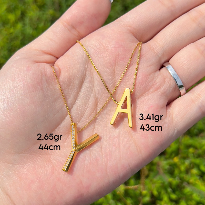 Kalung Emas Caren Delano Y A J B F S L Kadar 700 Kalung CD Huruf Emas Asli