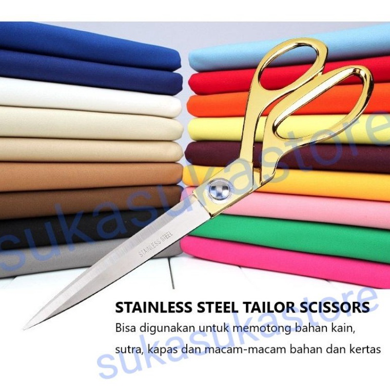 

Gunting Kain Emas Big Size 15inch 15inch Besar Gold Handle265cm High Quality stainless steel Profesional Tailor Scissor q T3K6