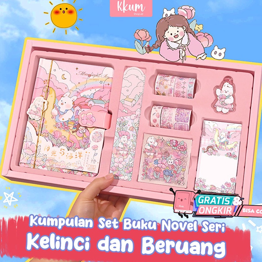 

KODE D96Q 8 in 1 Gift set Diary journal kit set birthday gift Paket set agenda Buku catatan set lucu