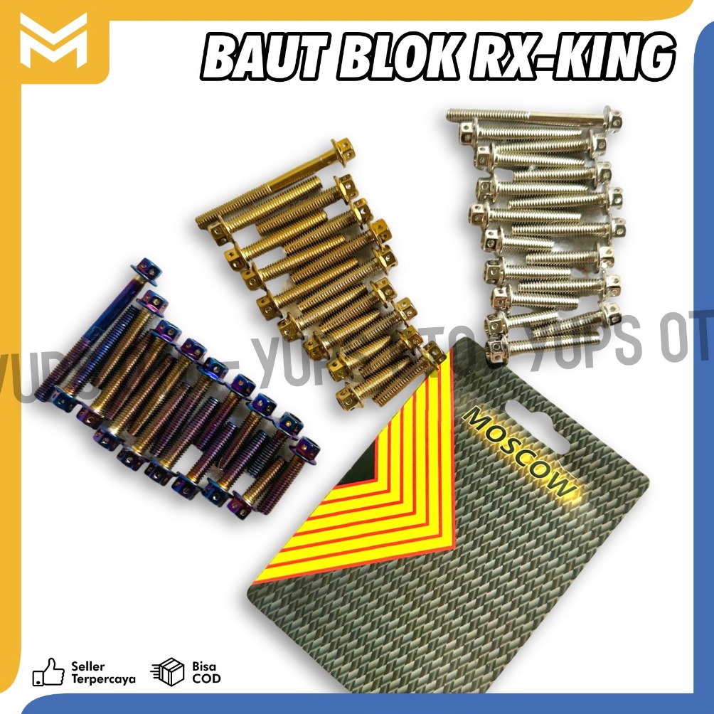 KODE P1G BAUT PROBOLT BAK MESIN RX KING 1SET 17PCS ORIGINAL MOSCOW IMPORT KULITAS CROM JERNIH PNP BA