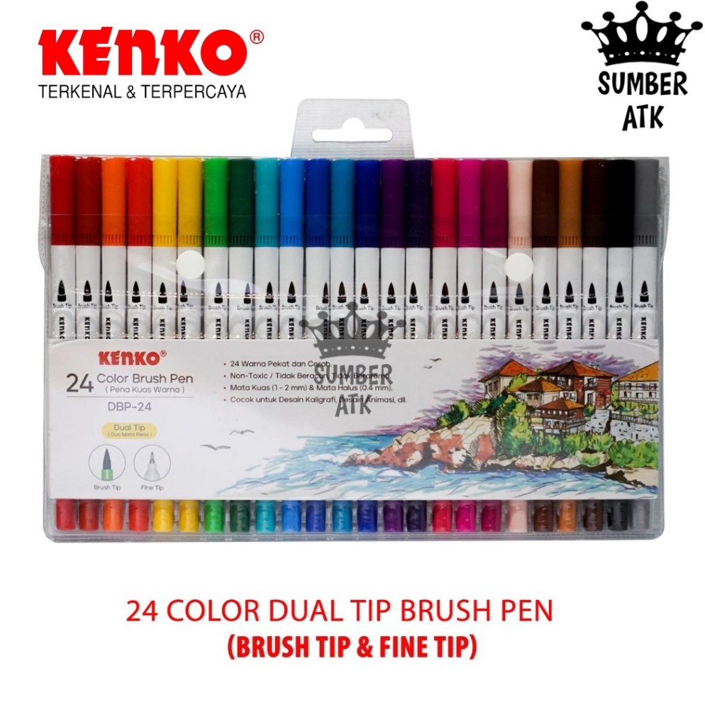 

KODE B49Y 24 Color Brush Pen Pena Kuas Warna KENKO DBP24 24 Warna Color