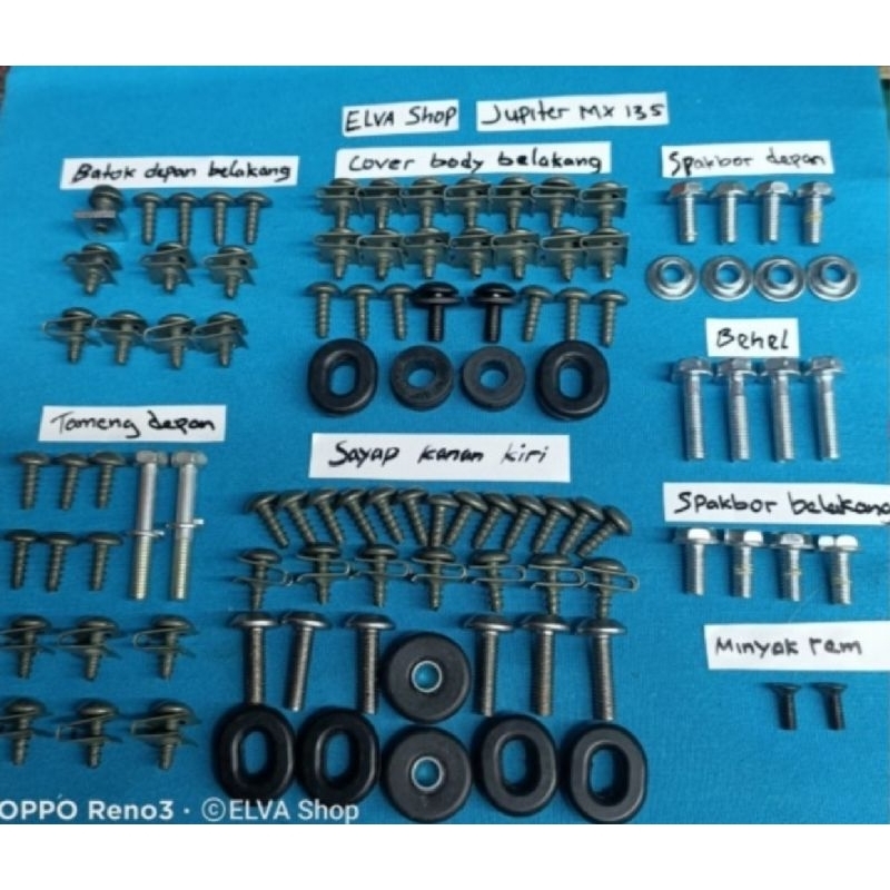 baut original lengkap full set body Yamaha Jupiter MX 135