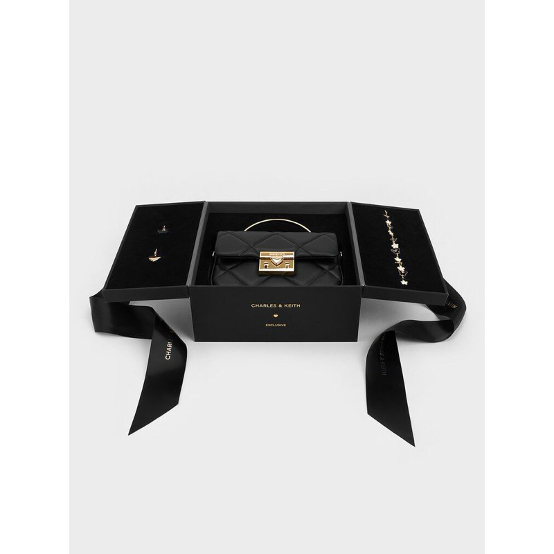 CK Quilted Boxy Top Handle Bag Giftset Include Box