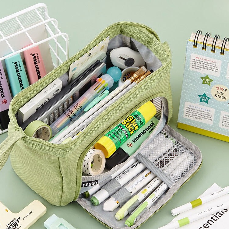 

KODE Y47E Super Large Capacity Pencil Case Kawaii Korean Pencil Cases Aesthetic Stationery Office Desk Storage Bag for Girls School Supplies