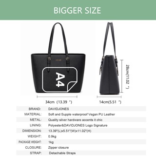 BEST SALE DavidJones Women's Medium PU Leather Tote Bag