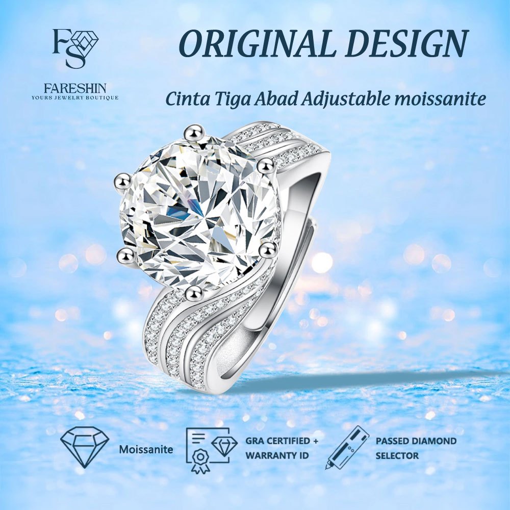 Fareshin Jewellery-Cincin Wanita Pandora Tiga Abad Sterling Silver 925 dan PT950 emas