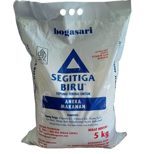 

BOGASARI SEGITIGA BIRU EKONOMIS 5KG/SAK, TEPUNG PROTEIN SEDANG SERBAGUNA