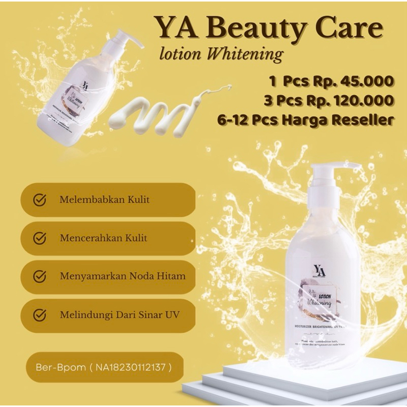 hb ya beautycare / lotion ya beautycare / ya beautycare bpom / lotion whitening ya beautycare / loti