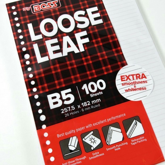 

LOOSE LEAF BIG BOSS B5 BERGARIS / ISI BINDER 100 LEMBAR