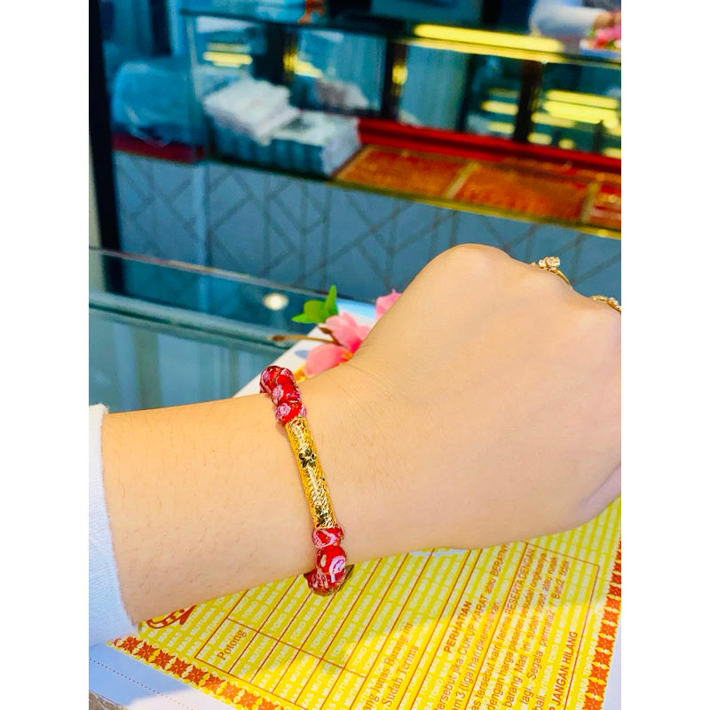Gelang Emas Wanita Asli 16K(karat)/Cap 700 Model Pandora