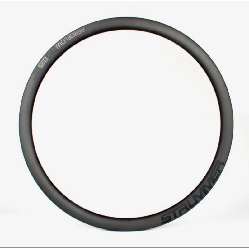 Rims Velg Rim 700c Strummer Aeroflow Pro D35 Carbon 28H 35mm Tubeless Discbrake Hitam Abu Per Biji