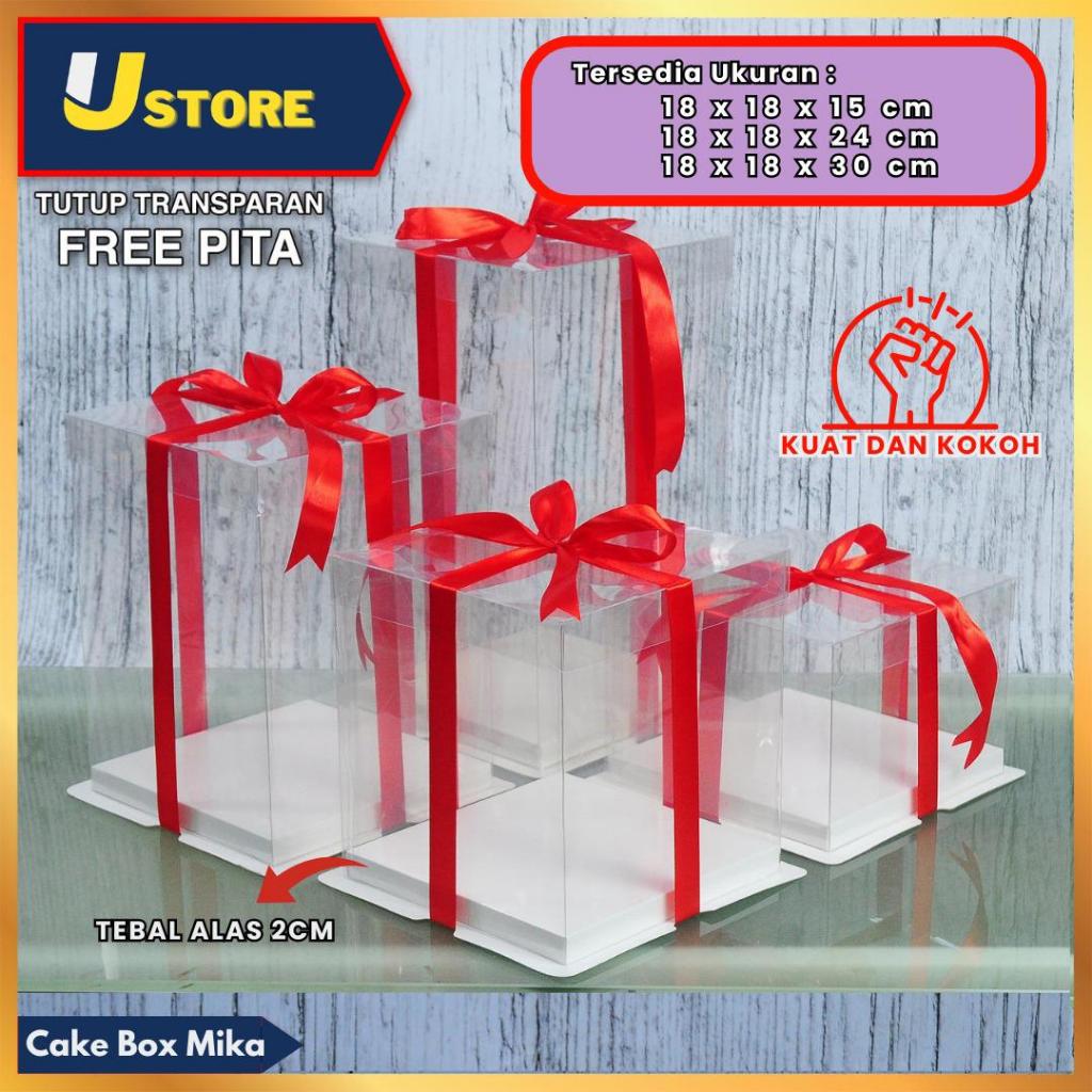 

Cake Box Mika Dus Kue Kotak Kue 18x18 cm Tutup Transparant PET