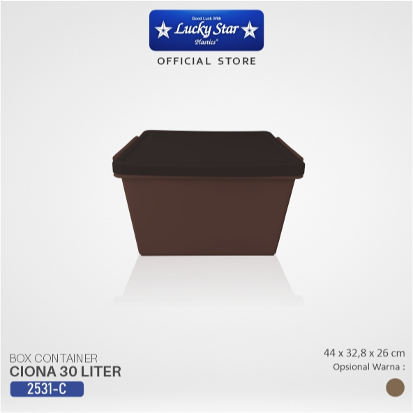 Feraristore Lucky Star - Box Cont Ciona 30 L (Coklat) Plastic Container Box Plastik Box Multifungsi