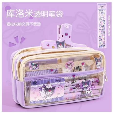 

kotak pensil transparan aesthetic pencil case large tempat pensil pen pouch lucu stationery organizer