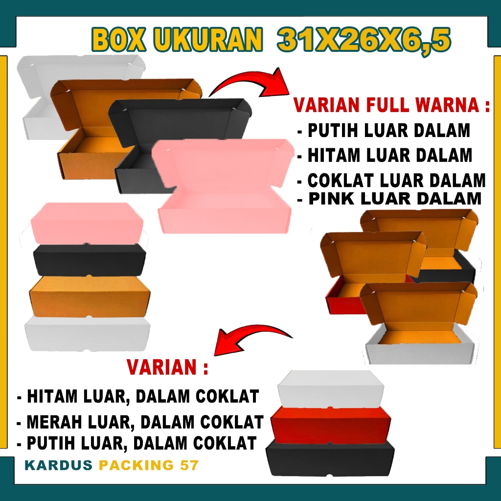 

Box 31x26x6,5 Cm / Lipat Samping / kardus polos