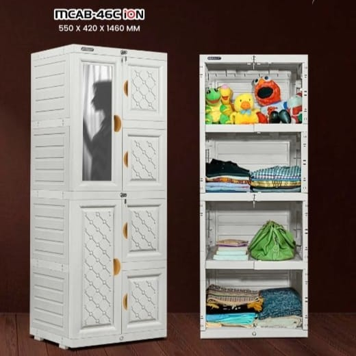 LEMARI BAJU PLASTIK 2 PINTU NAPOLLY MCAB-46 ION 4 SUSUN - CERMIN