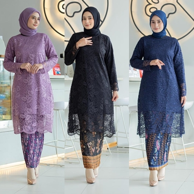 PROMO ATASAN KEBAYA BRUKAT TUNIK / KEBAYA BROKAT GAMIS MUSLIM MODERN WARNA ATASAN JUMBO M L XL XXL 3