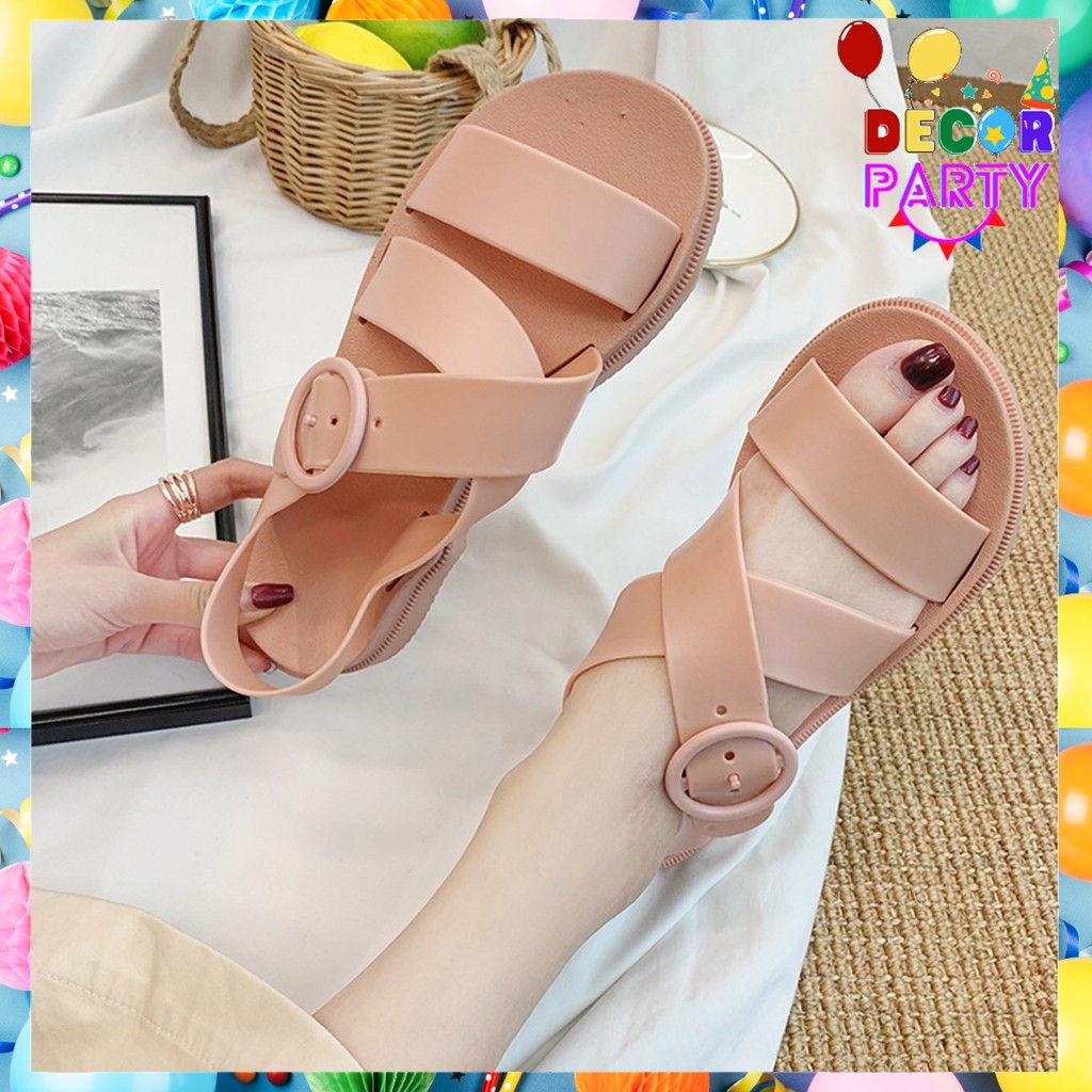 DP Sandal Gladiator Silang Wanita 6498 Sendal Jelly Karet Tali Silang Sepatu Tebal Korea Style