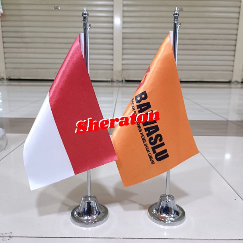 

tiang stenlis meja+bendera BAWASLU+Indonesia