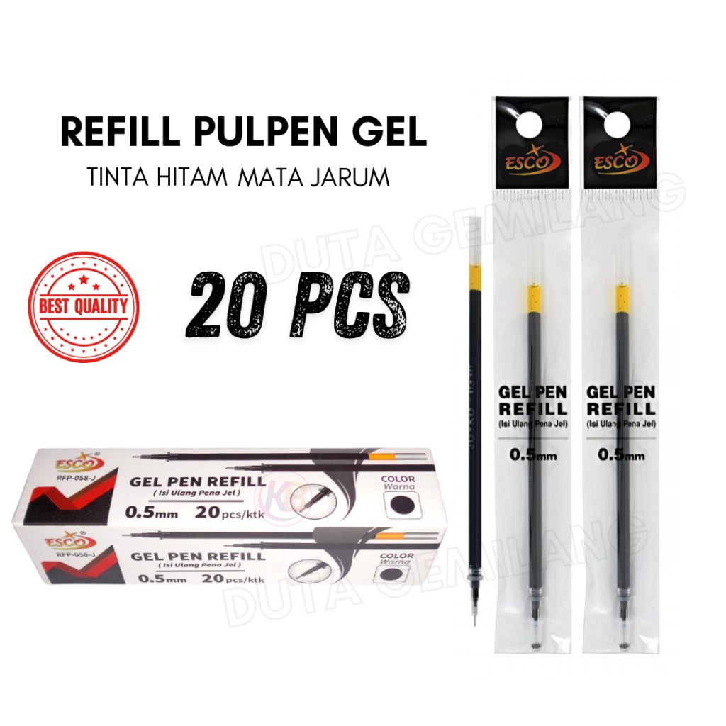 

Refill Isi Ulang Pulpen Gel / Hitam 0.5mm / Isi Ulang Pulpen / 20 Pcs / Refill / Duta Gemilang