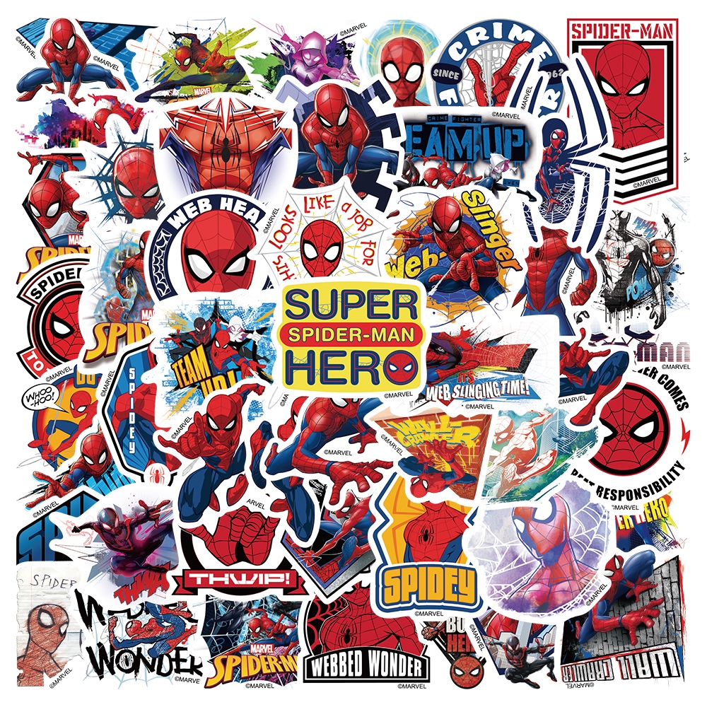 

[50PCS]Stiker Disney Marvel The Avengers Stiker Keren Manusia laba-laba Stiker Spider-Man Stiker Pack Decal Vinyl Stiker Anti Air- Sticker Aesthetic Buku Journal Koper Stiker Casing HP Stiker Laptop Helm Motor Stiker Botol