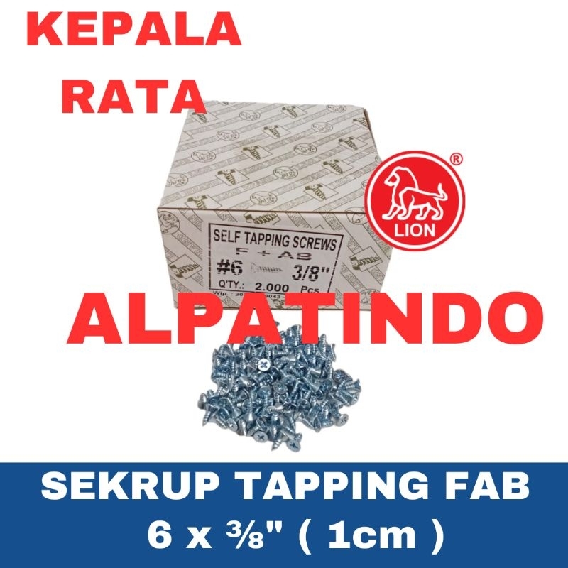Sekrup FAB 6 x 3/8 / Sekrup kepala rata 1cm / Sekrup taping tapping flat head / Sekrup engsel